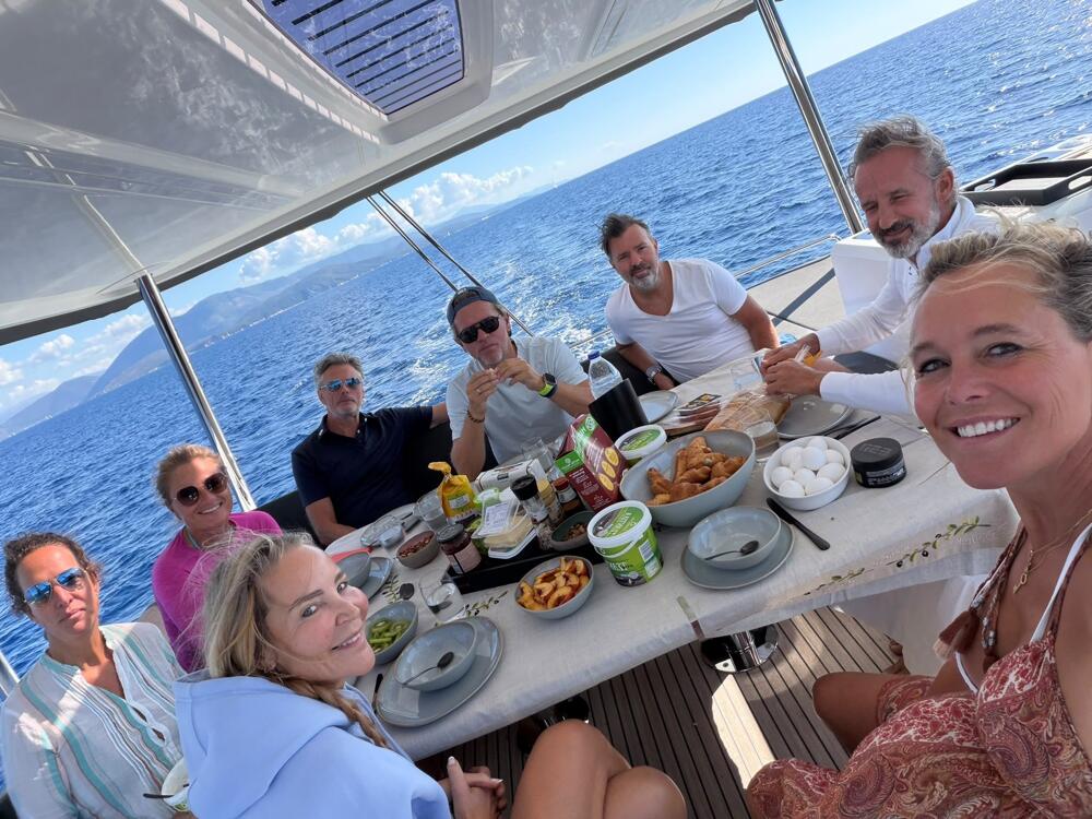 Healthy breakfast on board the catamaran during Fit at sea